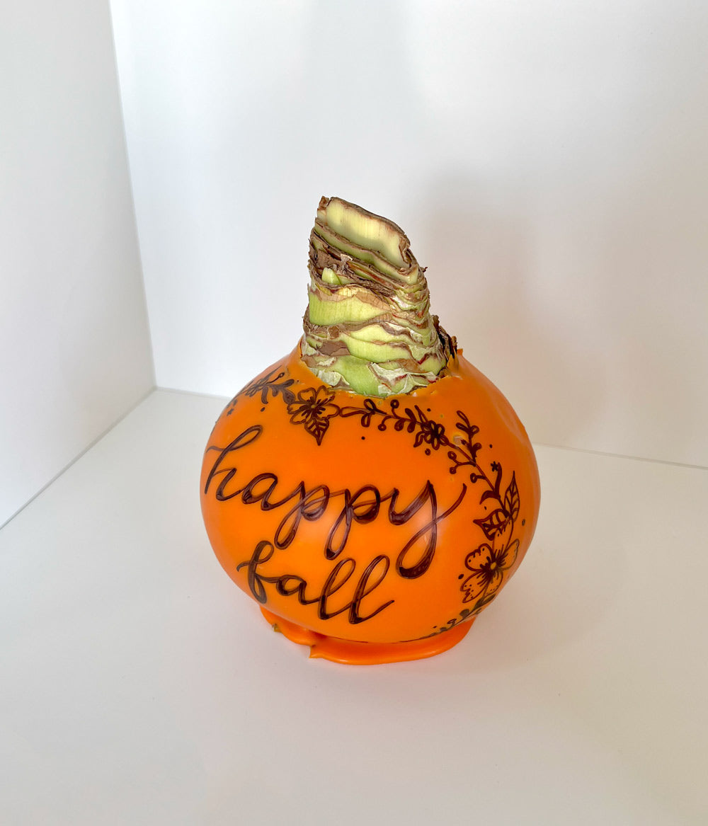 Perfectly Imperfect Artisan Decorated Pumpkin Bulb with sovereign blooms