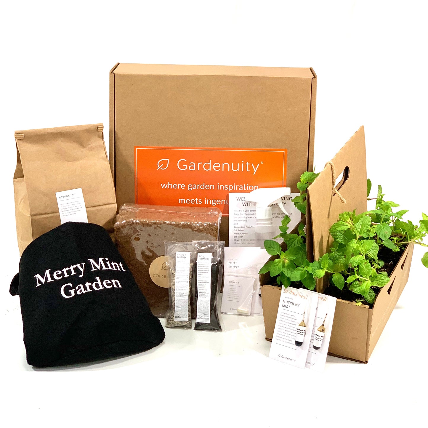 Merry Mint Garden Kit with seasonal herb plants