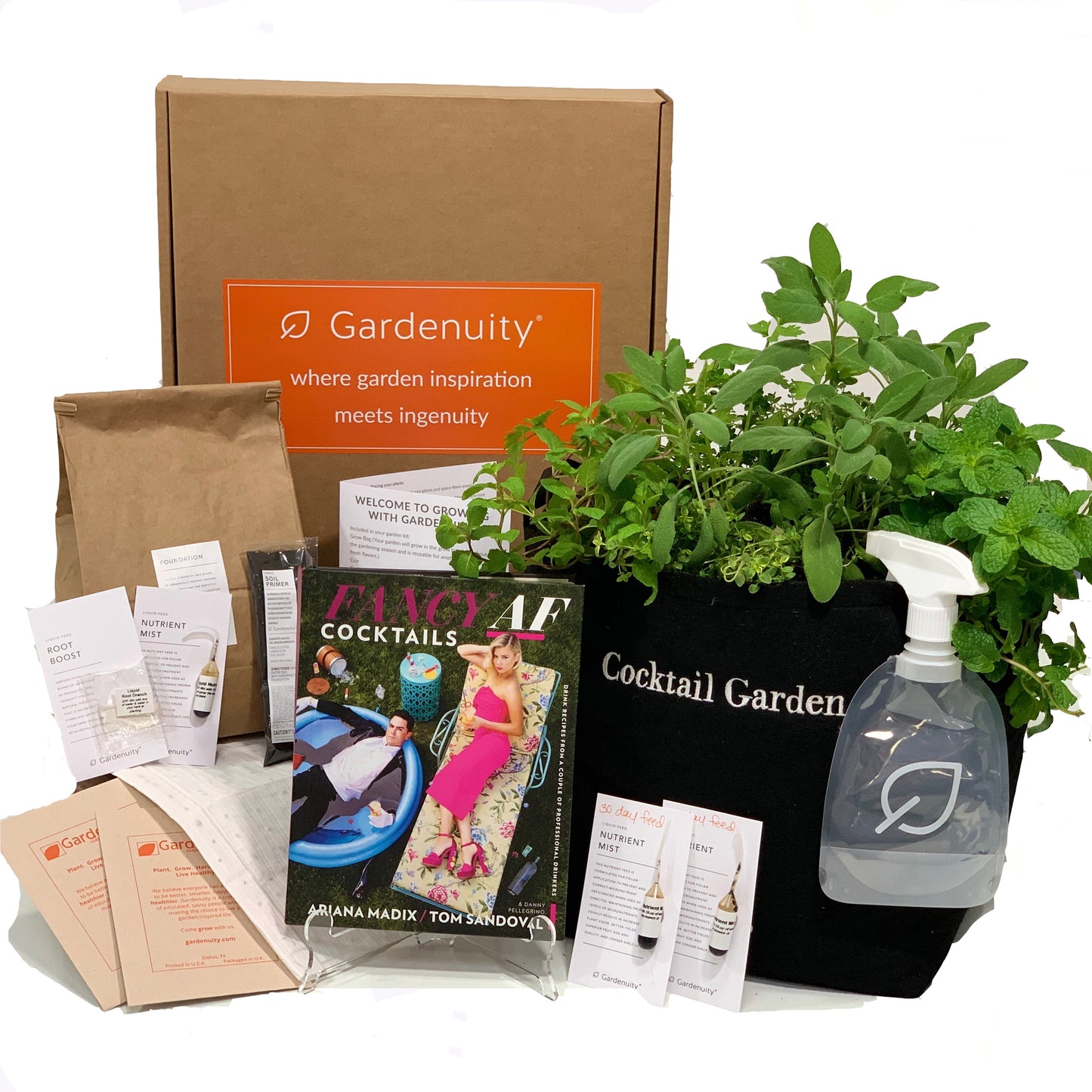 Fancy AF Cocktail Garden Gift Set‎ with cocktail recipe book