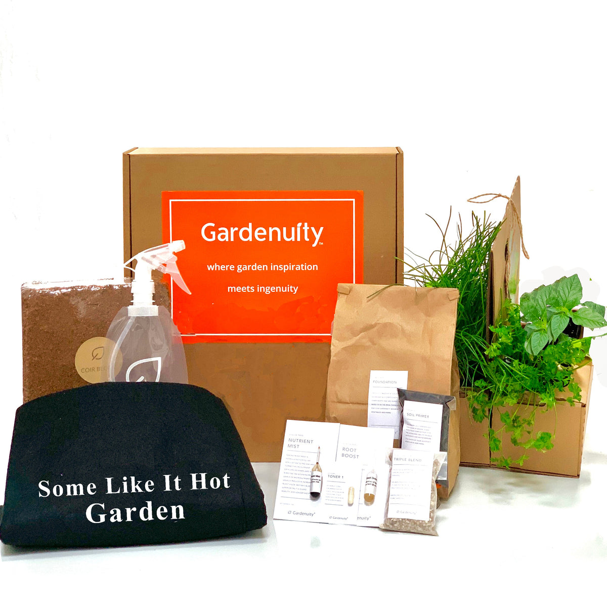 Some Like It Hot Garden Kit with pepper plants & seasonal herbs
