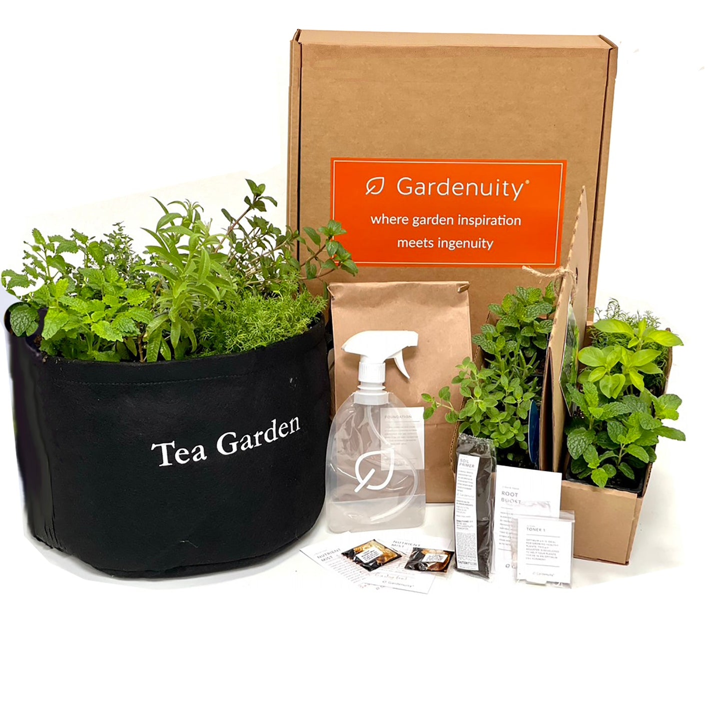 Gardenuity Tea Garden Kit with seasonal herb plants