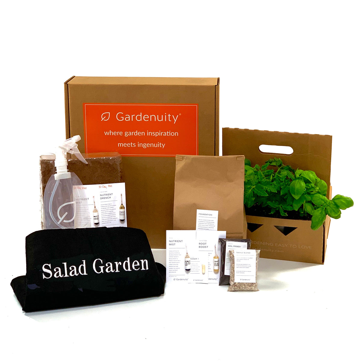 Salad Garden Kit with tomato plant & herbs